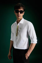Static Brat Simpson White - Hand Embroidered Designer Shirt