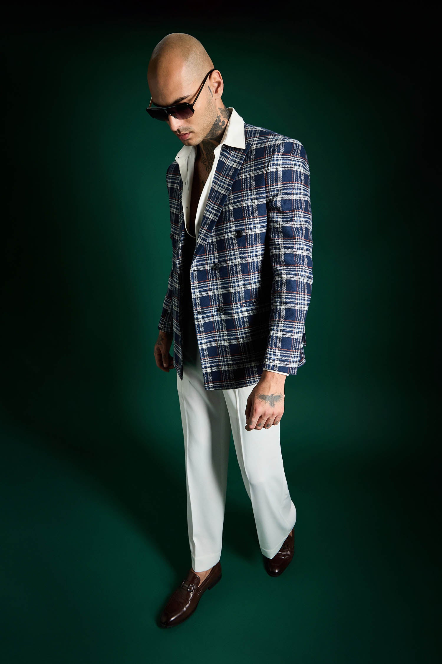 The Board Room Blazer Plaid Checks - Navy