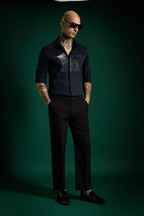 Sparkler Hand Embroidered Designer Shirt - Navy