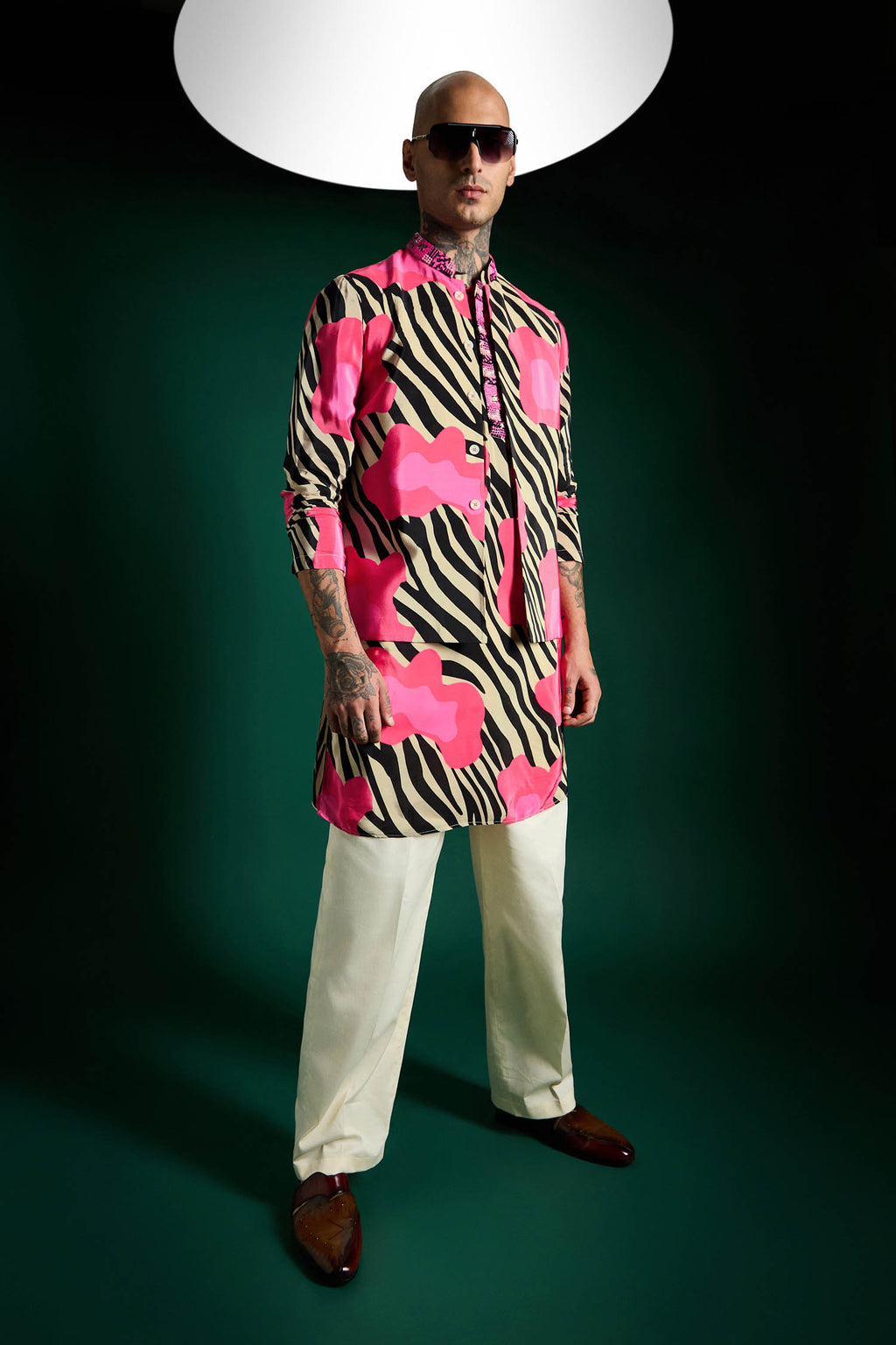 Wild Stripes Hand Embroidered Designer Bundi Set