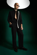 Double Lapel The Board Room Designer Blazer Set - Black