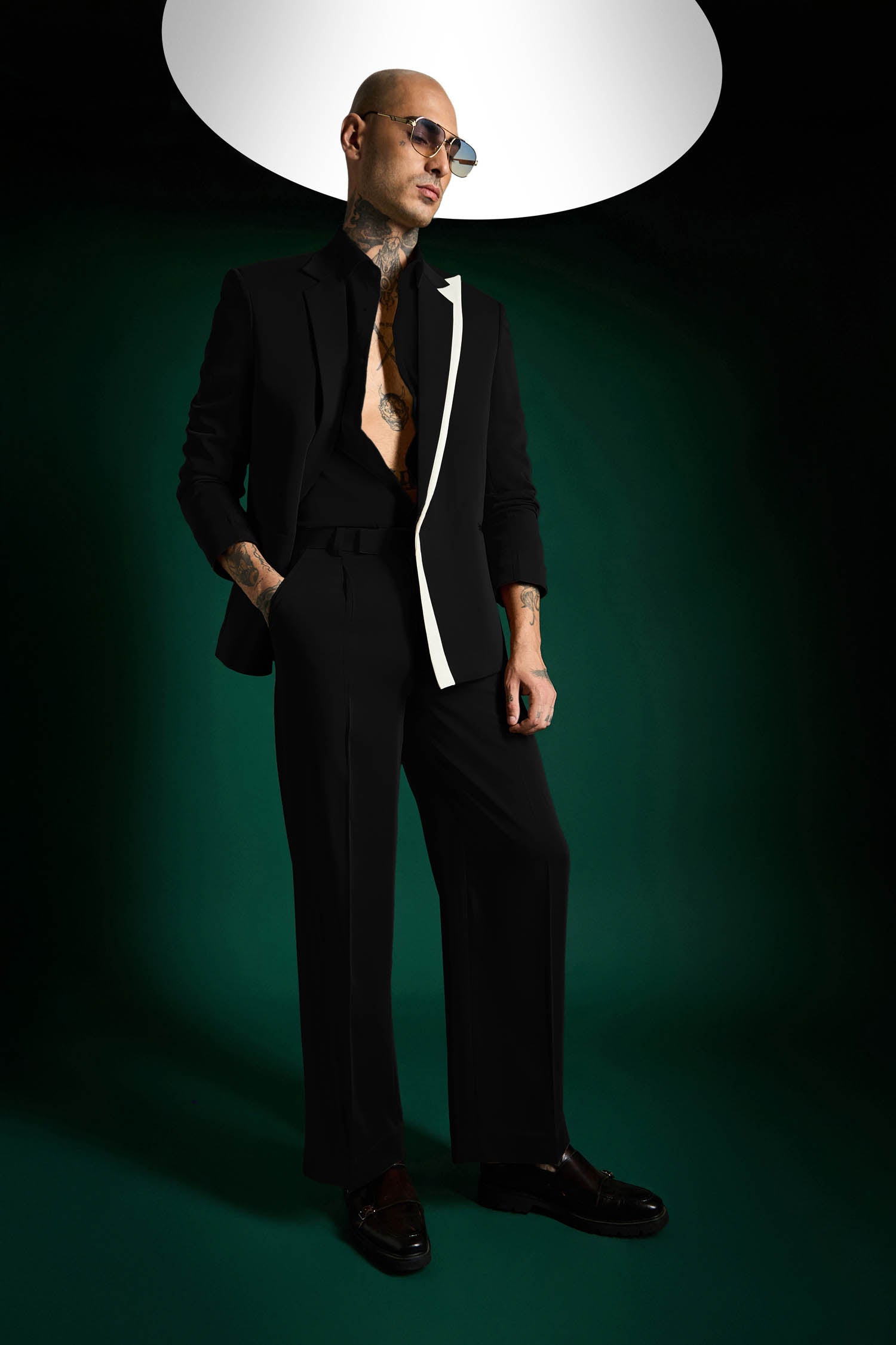 Double Lapel The Board Room Designer Blazer Set - Black