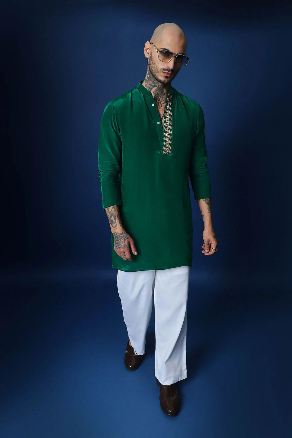 Groom Squad Hand Embroidered Kurta - Green