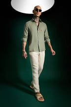 Bird Irish Linen Shirt - Olive Green