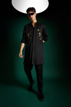 The King Hand Embroidered Designer Kurta - Black