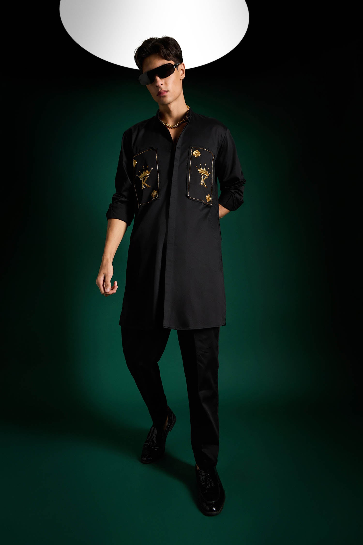 The King Hand Embroidered Designer Kurta - Black