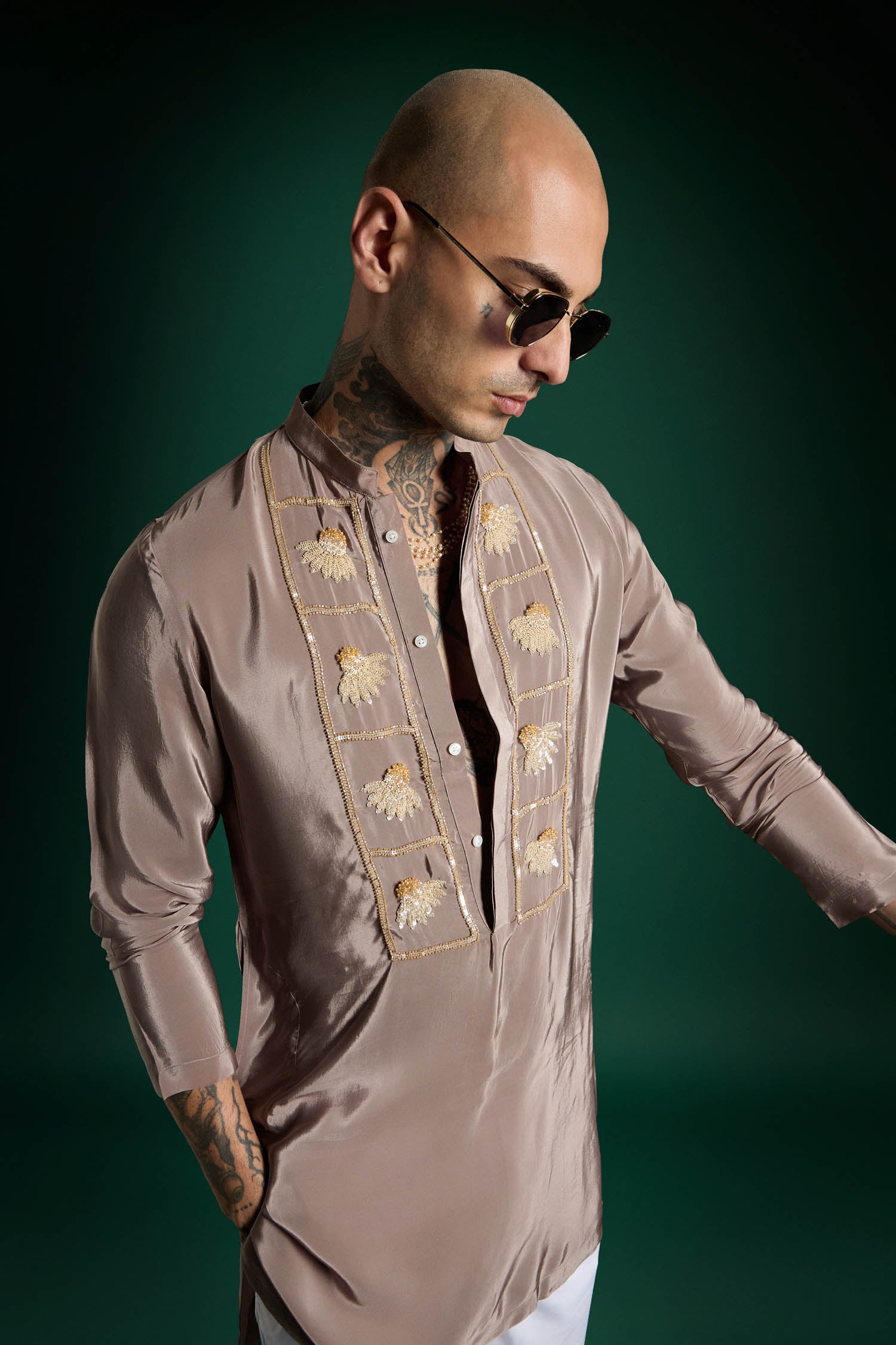 Bud Hand Embroidered Designer Kurta - Lilac Luster