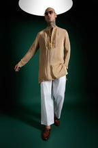 Quiet Chimes Hand Embroidered Designer Kurta - Camel