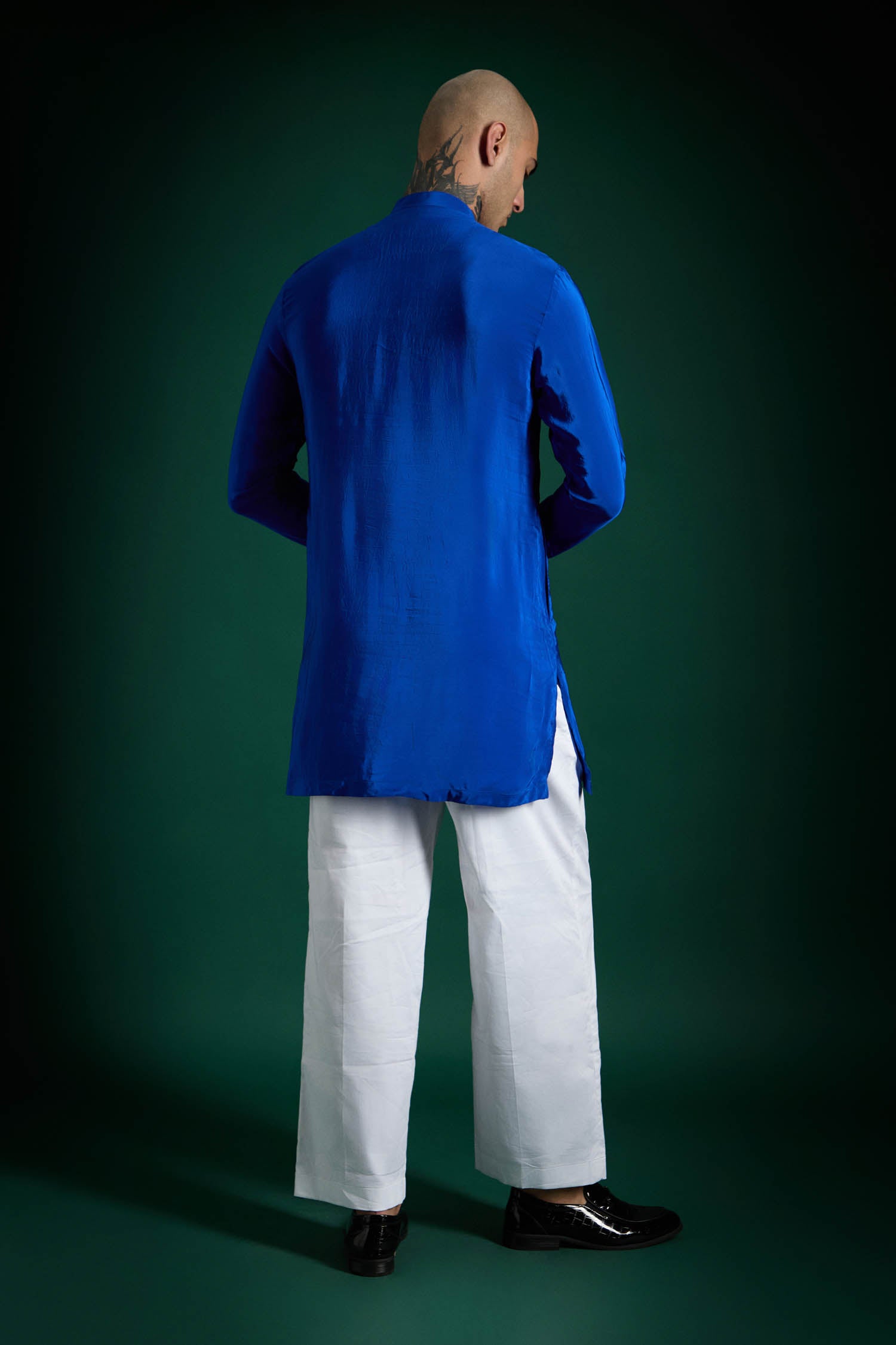 Quiet Chimes Hand Embroidered Designer Kurta - Royal Blue