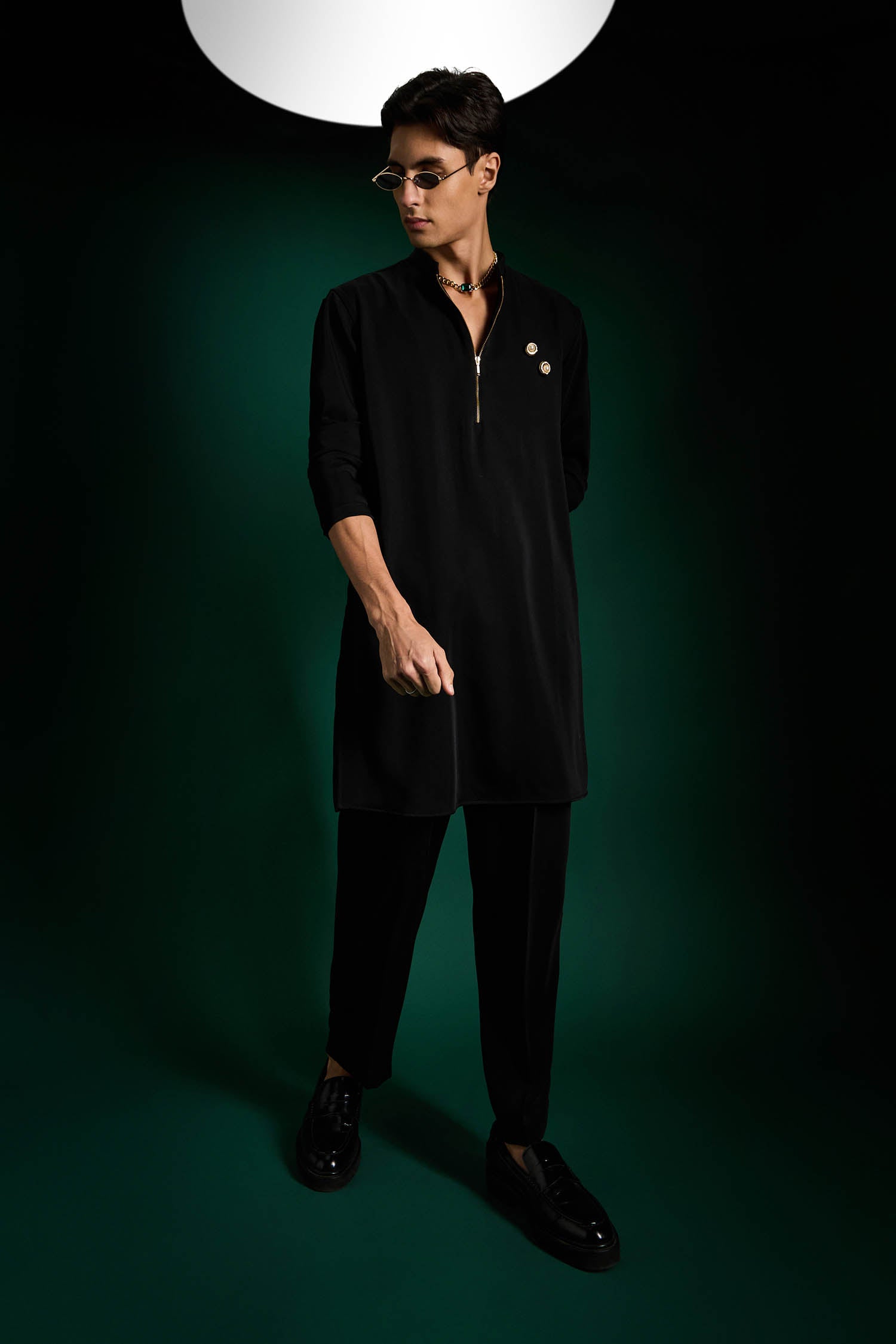 Disc Hand Embroidered Designer Kurta - Black