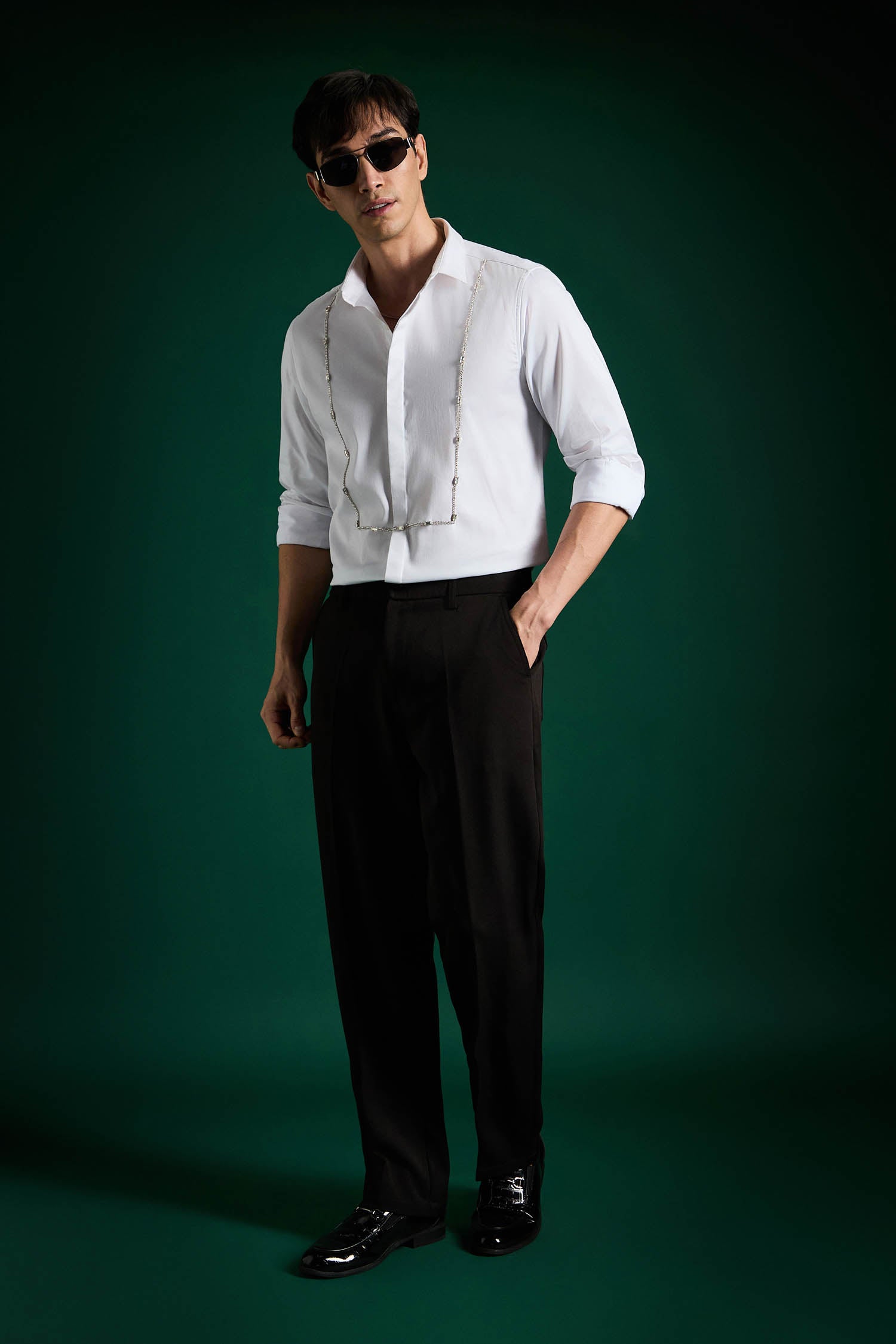 Forms- Hand Embroidered Designer Shirt - White