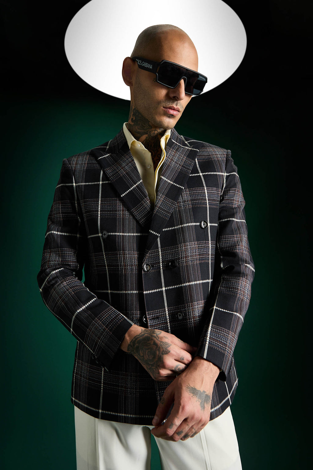The Boardroom Tartan Checks Blazer - Black