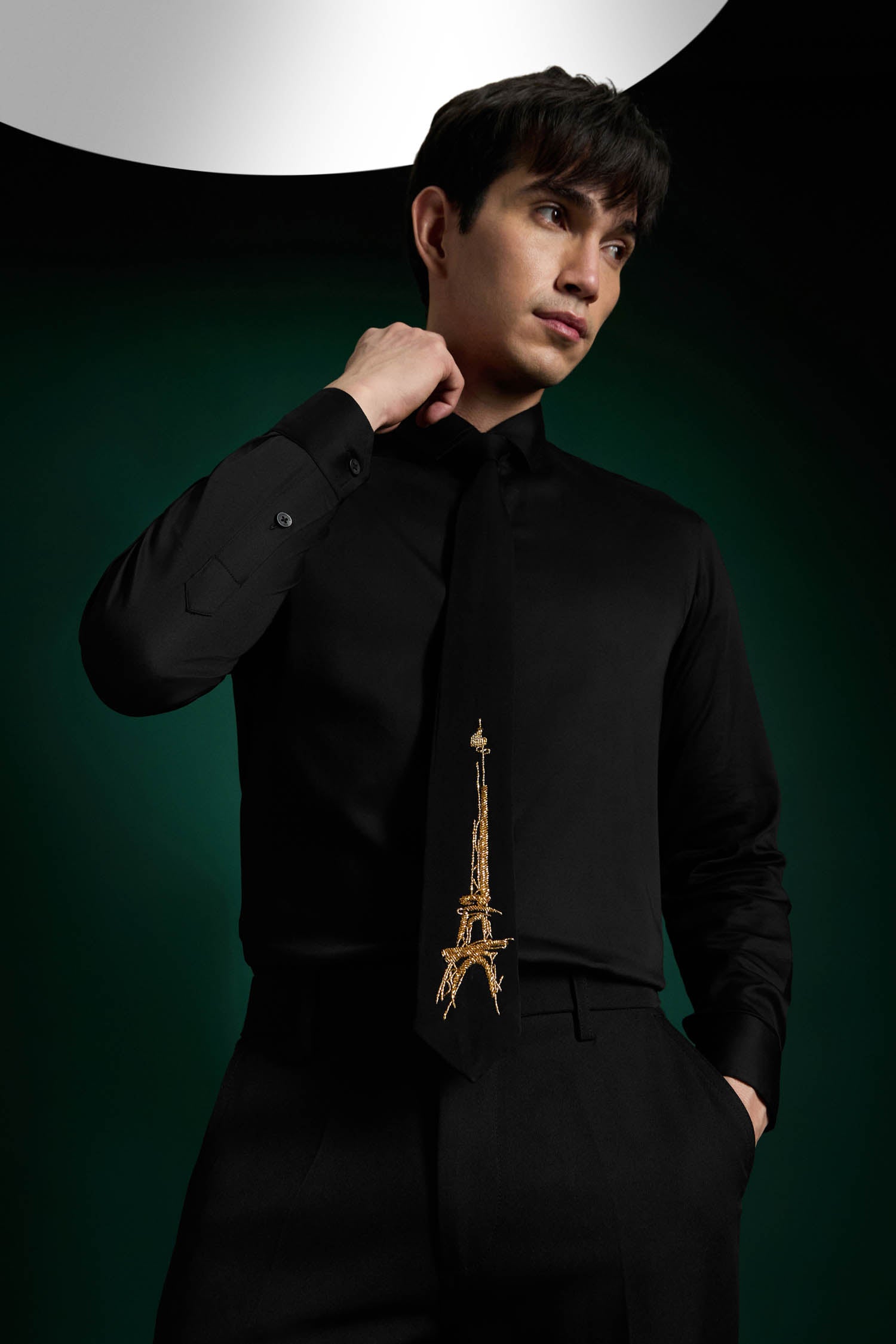 Eiffel Tower- Hand Embroidered Designer Tie