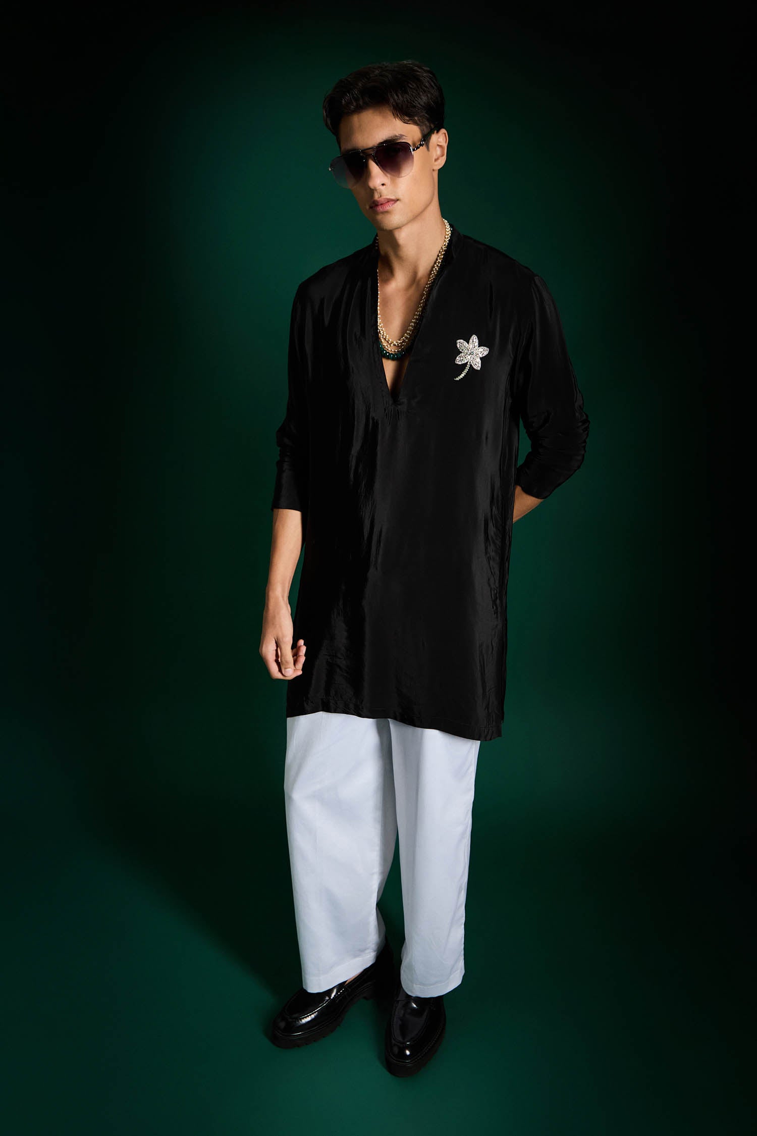 Lamina Hand Embroidered Designer Kurta - Black