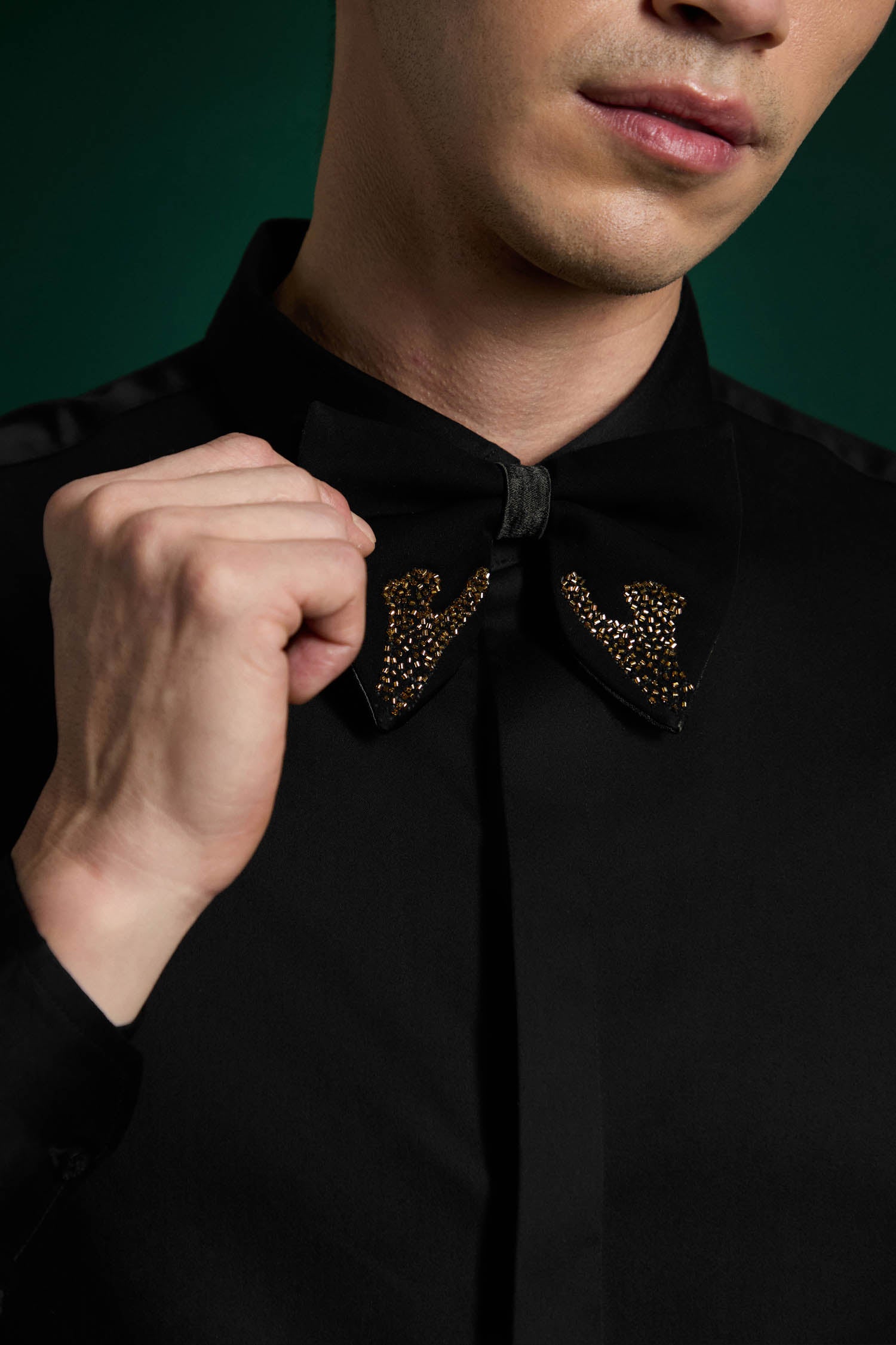 Panther Pounce - Hand Embroidered Designer Bow-Tie