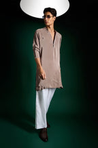 Petals Hand Embroidered Designer Kurta - Lilac Luster