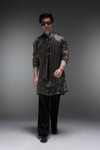 Loom - Hand Embroidered Designer Bundi With Kurta - Black
