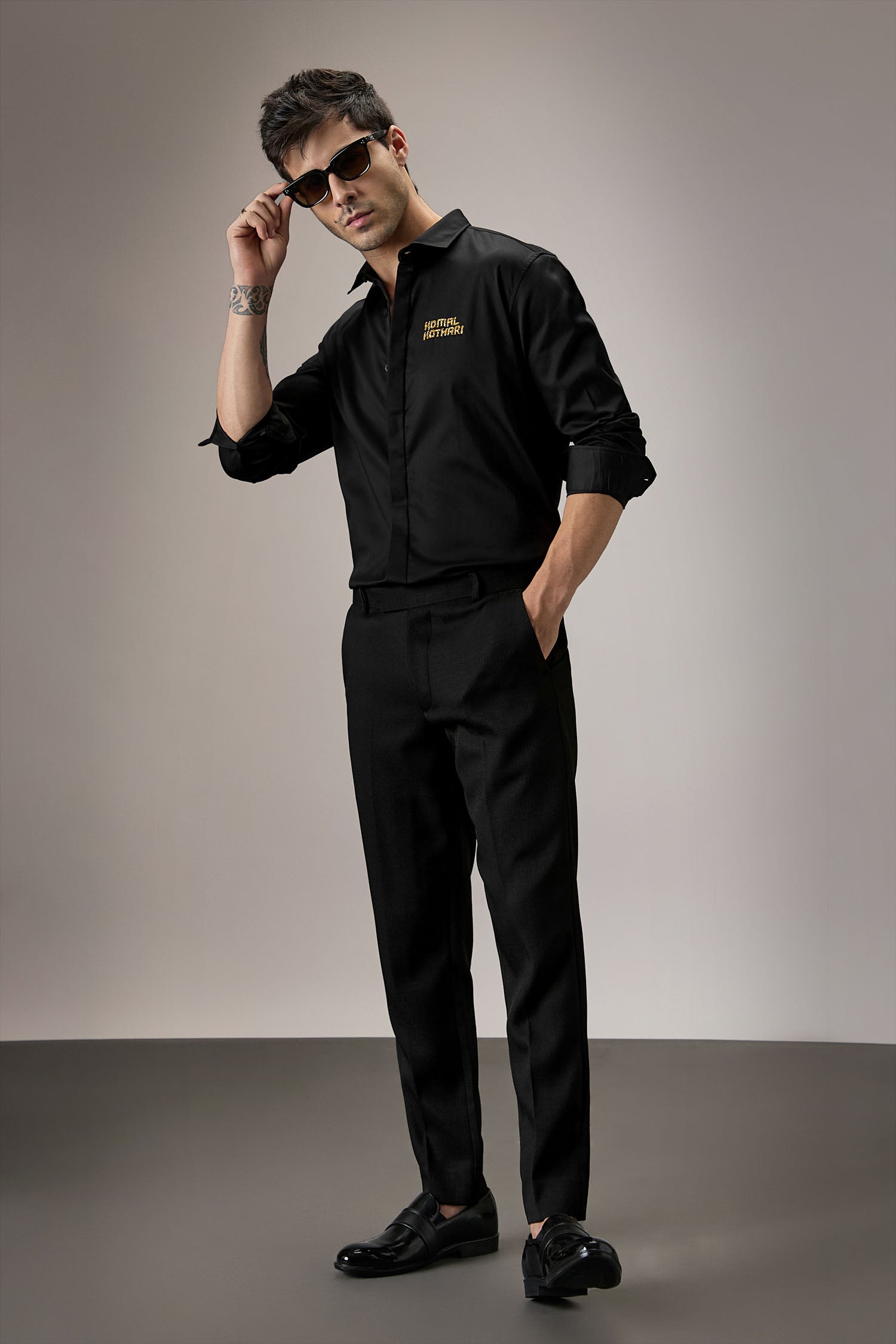 Komal Kothari - Hand Embroidered Designer Shirt - Black