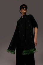 Emerald Fringe - Hand Embroidered Designer Kurta