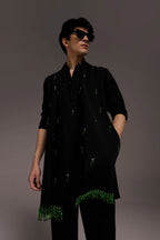 Emerald Fringe - Hand Embroidered Designer Kurta