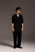 Emerald Fringe - Hand Embroidered Designer Kurta - Black