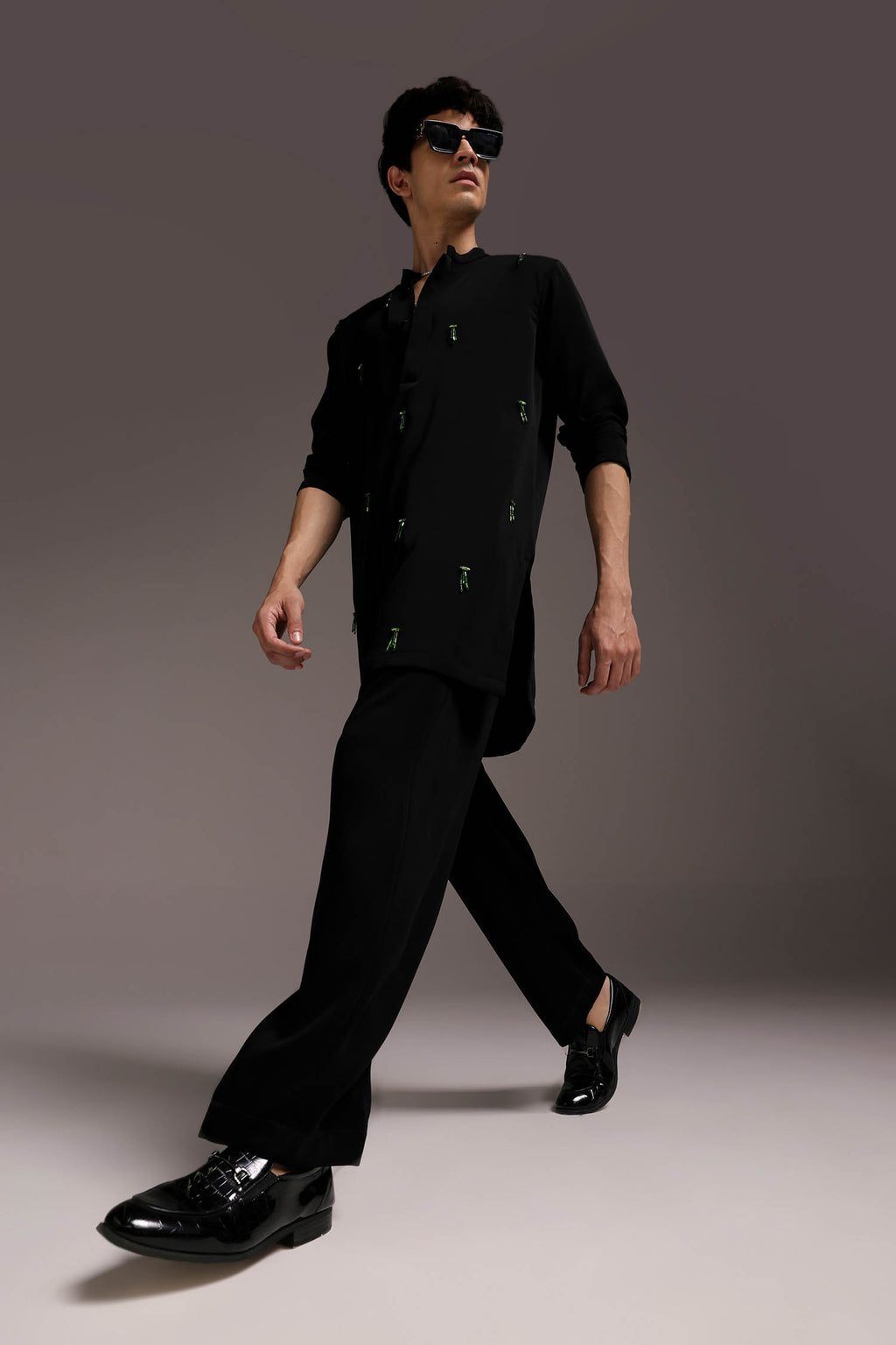 Emerald Fringe - Hand Embroidered Designer Kurta