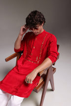 Preen(Parrot) - Hand Embroidered Designer Kurta