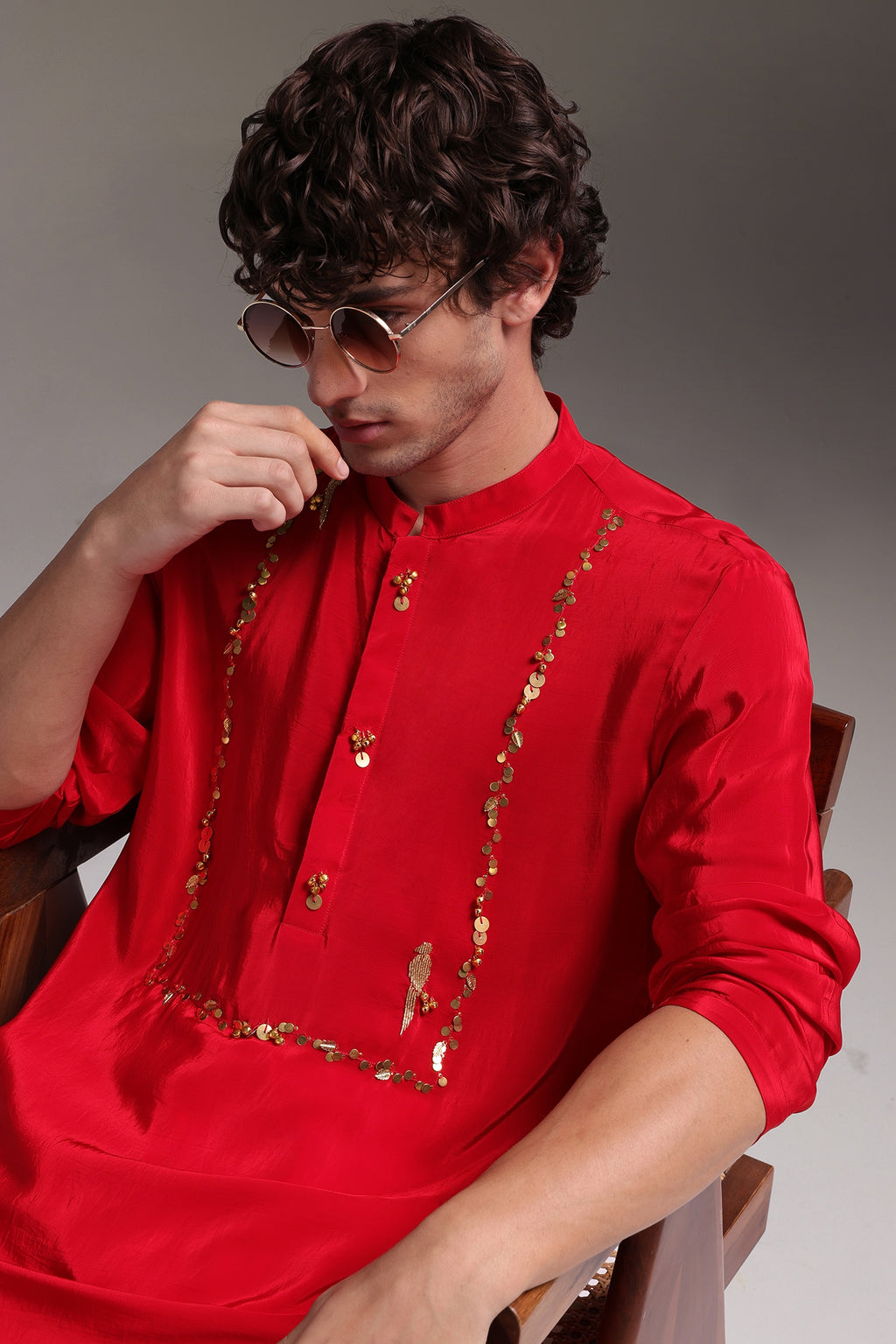 Preen(Parrot) - Hand Embroidered Designer Kurta