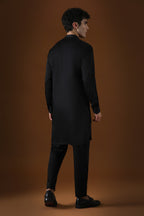 Mirror Knot Hand Embroidered Designer Kurta - Black