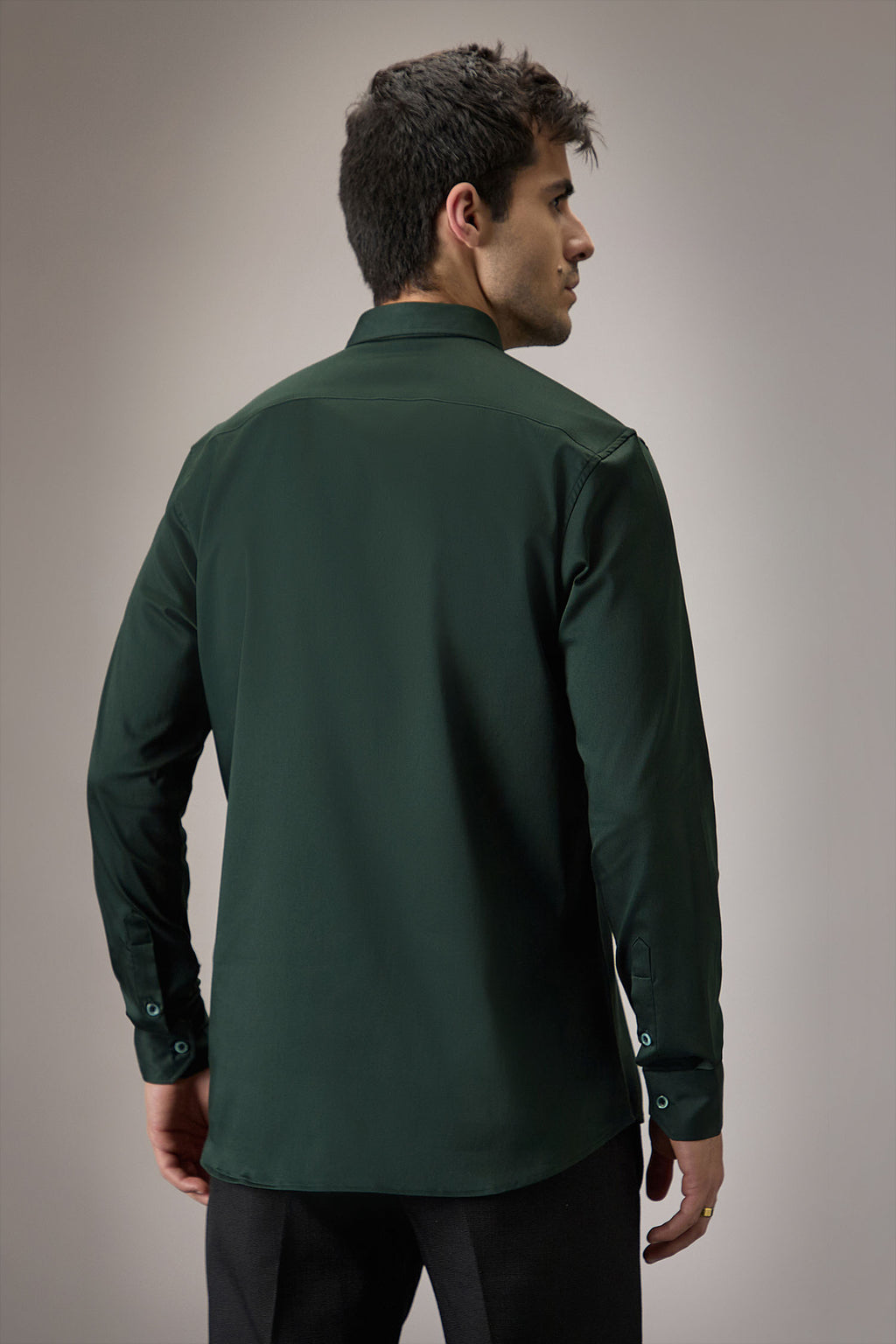 Floret - Hand Embroidered Designer Shirt - Bottle Green