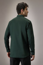 Floret - Hand Embroidered Designer Shirt - Bottle Green