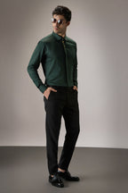 Floret - Hand Embroidered Designer Shirt - Bottle Green