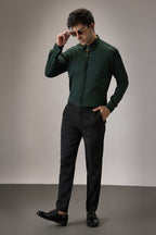 Floret - Hand Embroidered Designer Shirt - Bottle Green