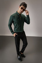 Floret - Hand Embroidered Designer Shirt - Bottle Green
