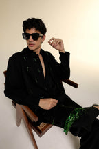 Emerald Fringe - Hand Embroidered Designer Shawl