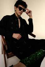 Emerald Fringe - Hand Embroidered Designer Shawl