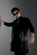 Skyline - Hand Embroidered Designer Bundi With Kurta - Black
