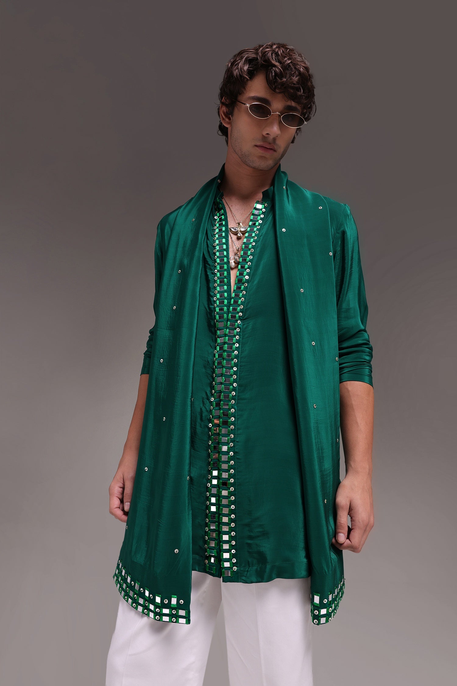 Radiate (Mirror Work) - Hand Embroidered Designer Kurta