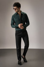 Heart Allover - Hand Embroidered Designer Shirt - Bottle Green