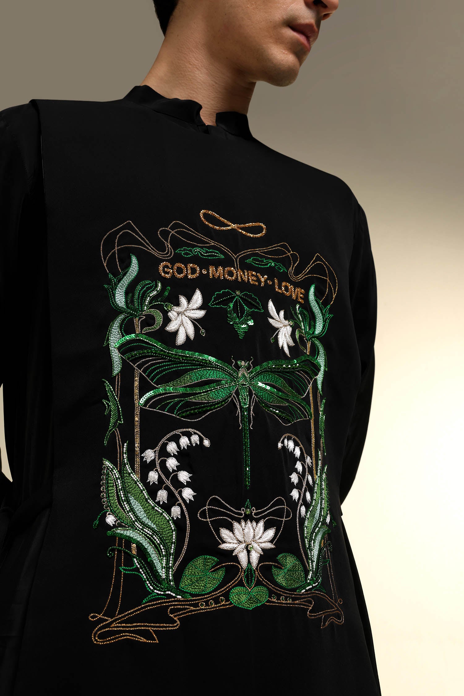 God.Money.Love - Hand Embroidered Designer Bib