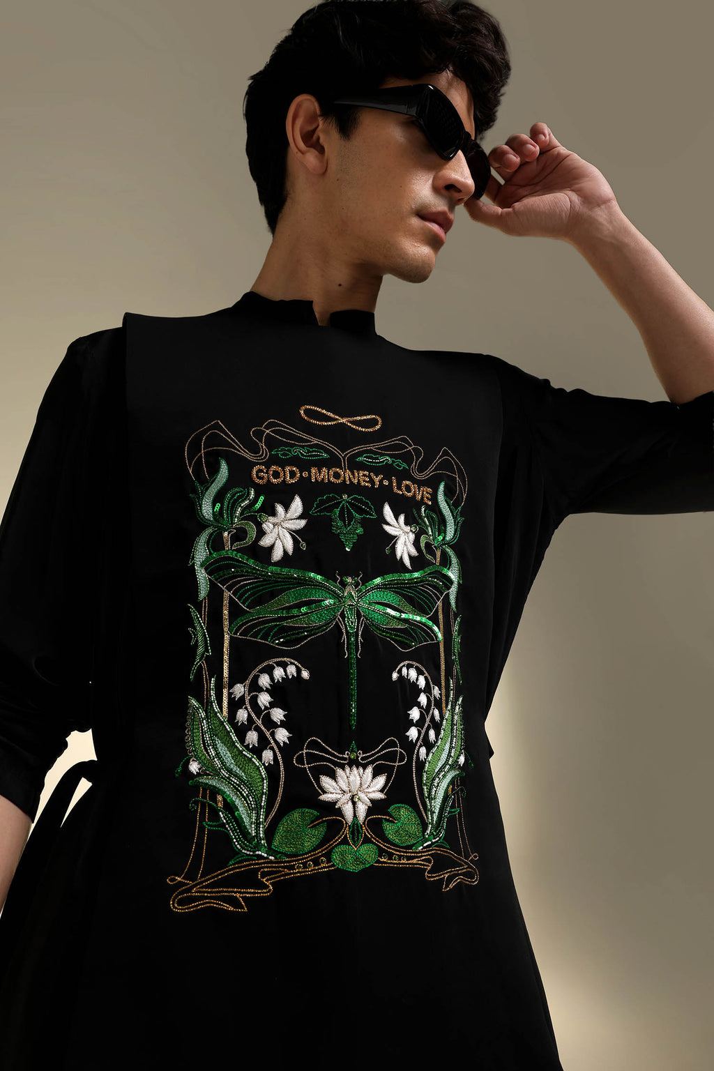 God.Money.Love - Hand Embroidered Designer Bib