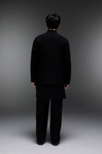 Stallion(Horse) - Hand Embroidered Designer Bundi With Kurta - Black