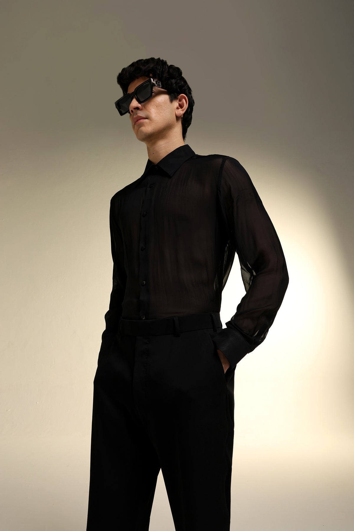 Organza Designer Shirt - Black