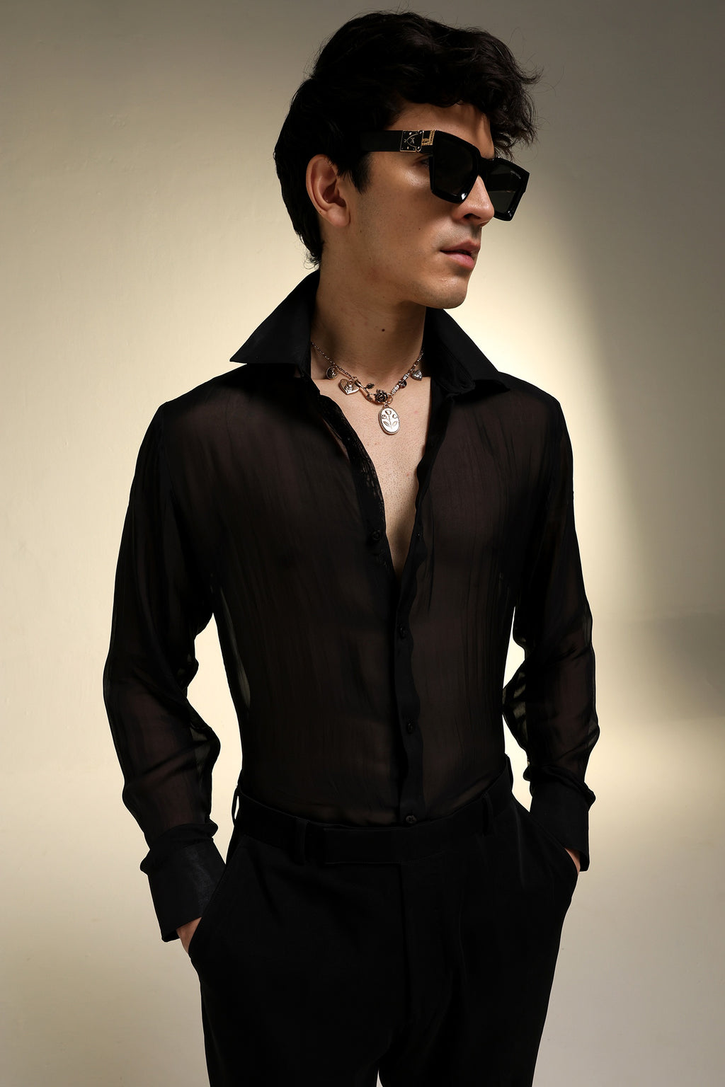 Organza Designer Shirt - Black