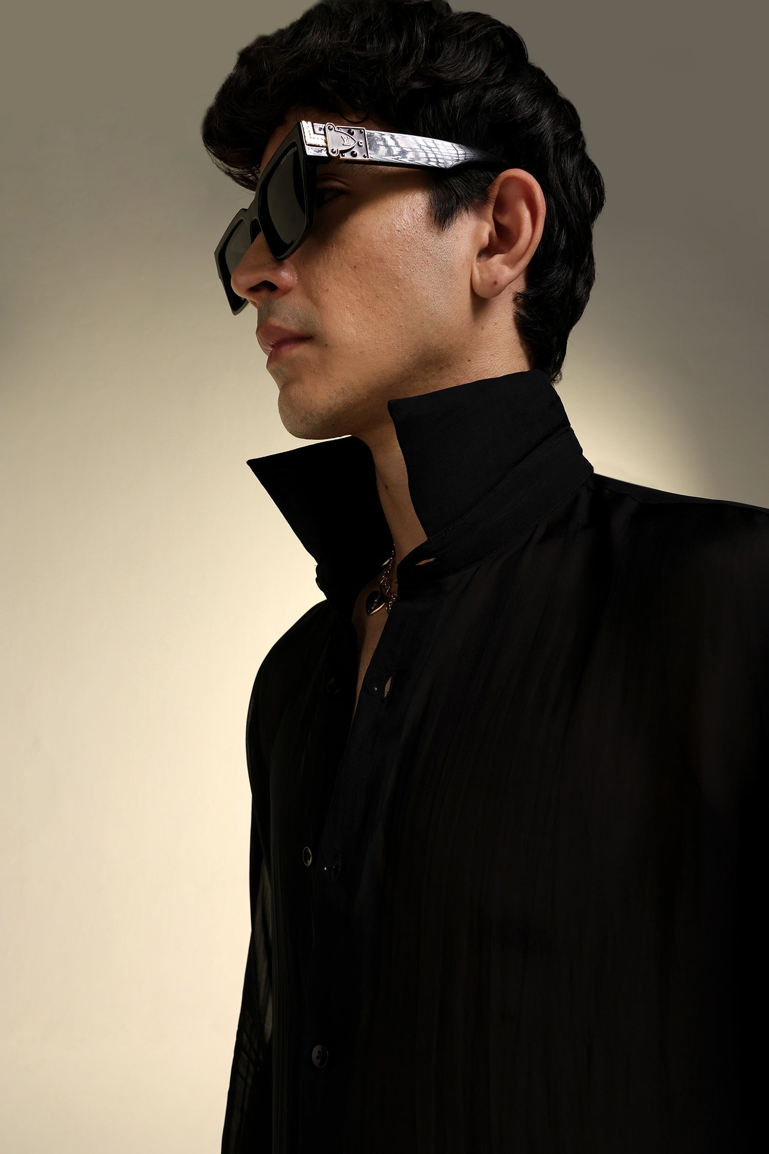 Organza Designer Shirt - Black