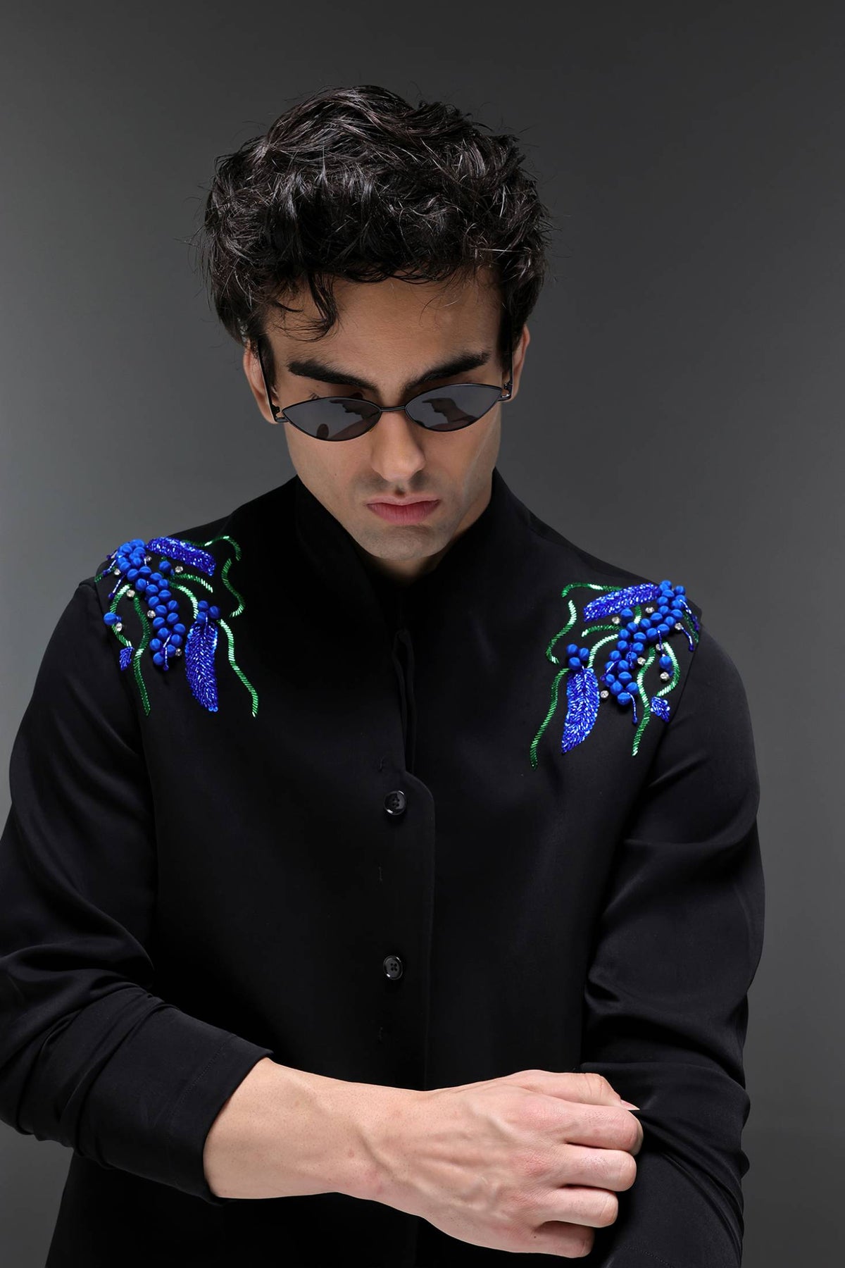 Spring - Hand Embroidered Designer Bundi With Kurta - Black