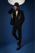 Fly (Wings) Hand Embroidered Tuxedo - Black