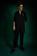 Disc Hand Embroidered Designer Kurta - Black