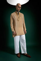 Quiet Chimes Hand Embroidered Designer Kurta - Camel