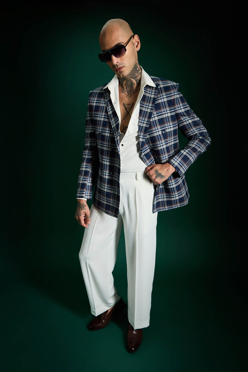 The Board Room Blazer Plaid Checks - Navy